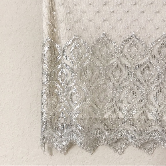 Free People Ivory & Silver Lace Mini Skirt - Picture 4 of 6